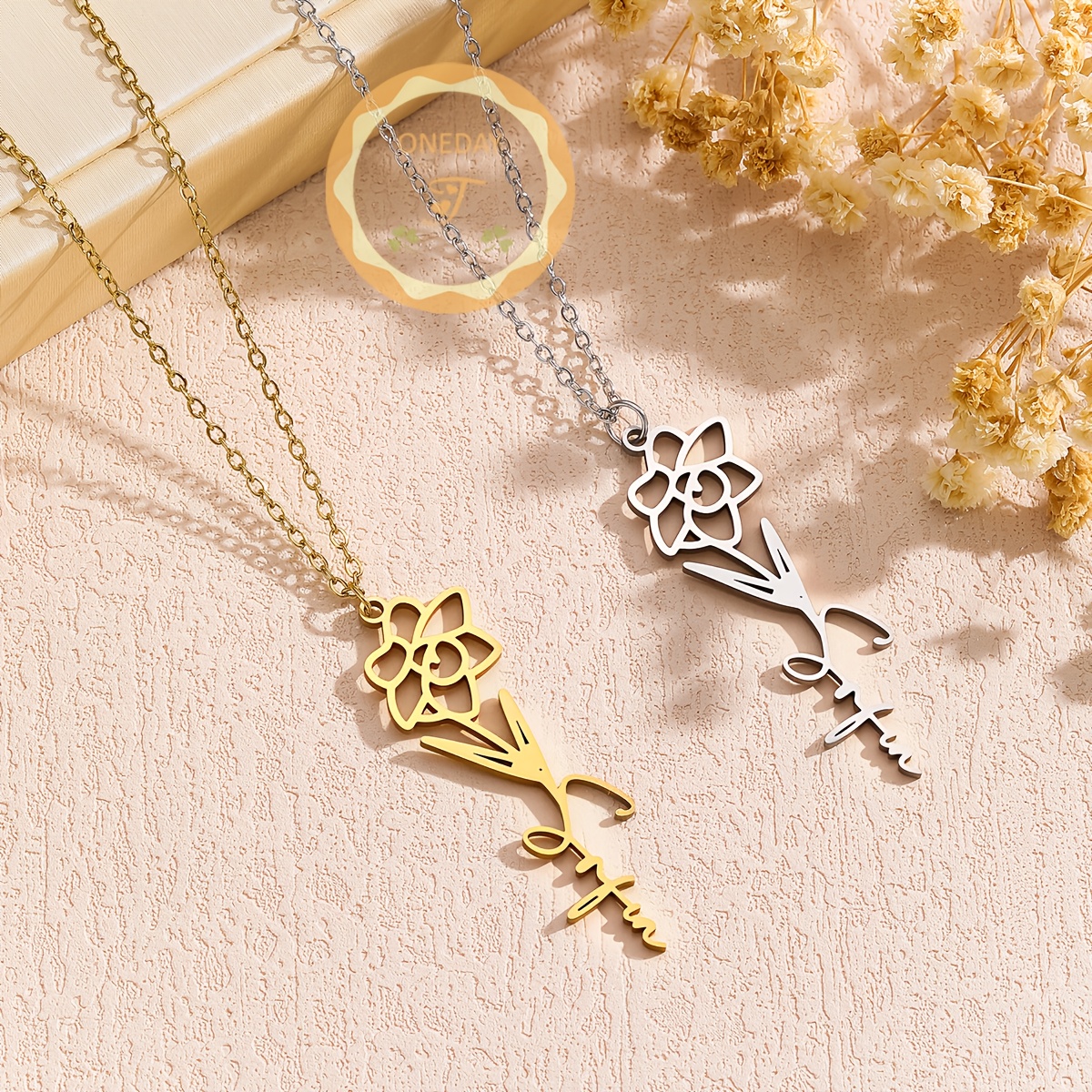 Personalized Birth Month Flower Necklace, Ideal Birthday Gift